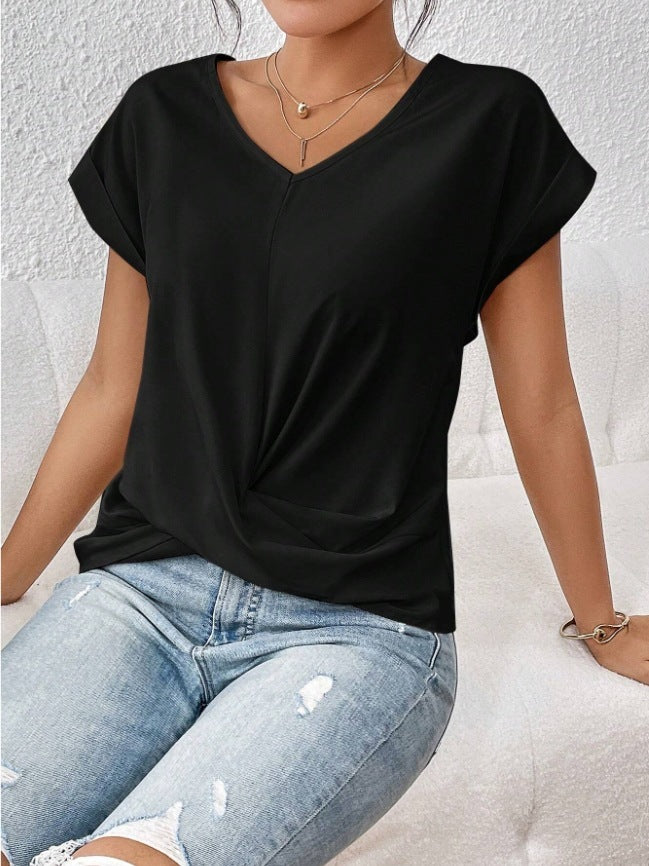 Fashion V-neck Short-sleeve T-shirt Summer Casual
