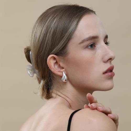 Apsvo Earring Dupes Chunky Gold Hoop Earrings for Women, Tear Drop Dangle Earrings, Teardrop Lightweight Water Drop Earrings for Women Girls Fashion Trendy Hypoallergenic Jewelry