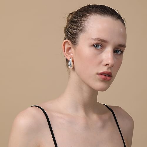 Apsvo Earring Dupes Chunky Gold Hoop Earrings for Women, Tear Drop Dangle Earrings, Teardrop Lightweight Water Drop Earrings for Women Girls Fashion Trendy Hypoallergenic Jewelry
