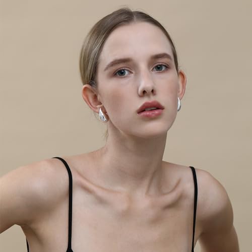 Apsvo Earring Dupes Chunky Gold Hoop Earrings for Women, Tear Drop Dangle Earrings, Teardrop Lightweight Water Drop Earrings for Women Girls Fashion Trendy Hypoallergenic Jewelry