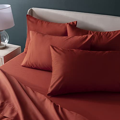 Welhome Soft Finish 100% Cotton Percale Sheet | 4 Piece Set | Full Size | White |