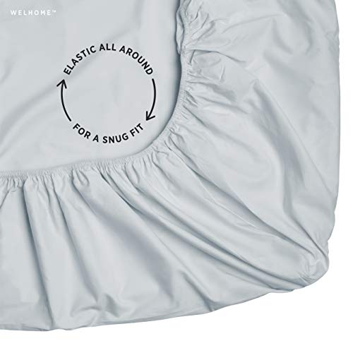 Welhome Soft Finish 100% Cotton Percale Sheet | 4 Piece Set | Full Size | White |