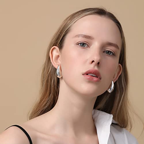 Apsvo Earring Dupes Chunky Gold Hoop Earrings for Women, Tear Drop Dangle Earrings, Teardrop Lightweight Water Drop Earrings for Women Girls Fashion Trendy Hypoallergenic Jewelry