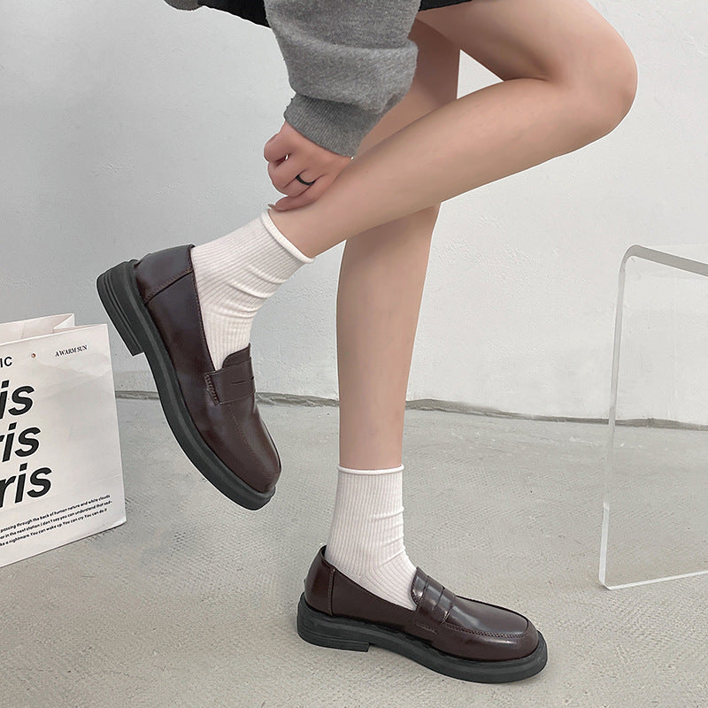 Slip-on Round Toe Leather Shoes