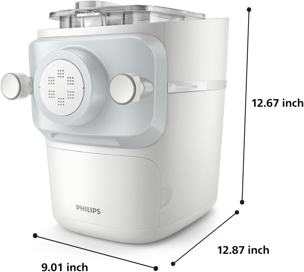 Philips 7000 Series Pasta Maker - ProExtrude Technology, Versatile Mixing Ability, 8 Shaping Discs, Perfect Dough, Easy Clean, Up to 8 Portions, White (HR2660/03)