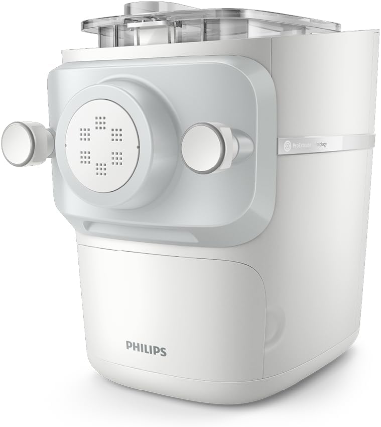 Philips 7000 Series Pasta Maker - ProExtrude Technology, Versatile Mixing Ability, 8 Shaping Discs, Perfect Dough, Easy Clean, Up to 8 Portions, White (HR2660/03)