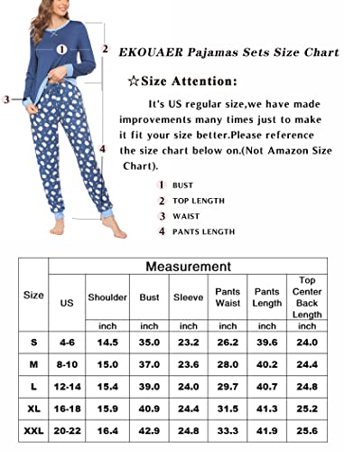 Ekouaer Women's Long Sleeve Pj Soft Crew Neck Pajama Long Sleeve Sweatshirt with Long Pants Red Plaid,Medium