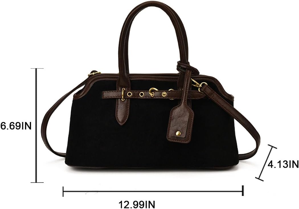 Suede Tote Bag for Women Faux Suede Handbag Slouchy Shoulder Hobo Bags Leather Satchel Crossbody Bag Vintage Fall Purse