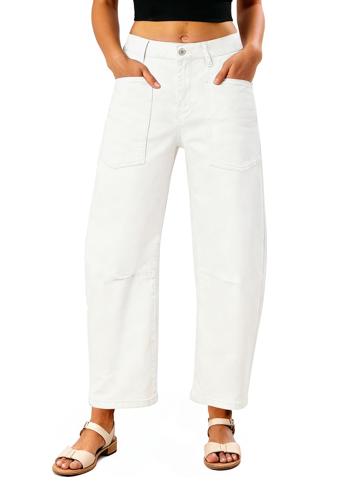 EVALESS Baggy Barrel Jeans for Womens High Waisted Wide Leg Boyfriend Denim Ankle Pants