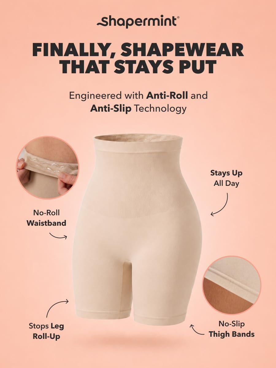 SHAPERMINT Shapewear for Women - High-Waisted Shapewear Tummy Control Shorts, Thigh Slimmer, Underwear for Women