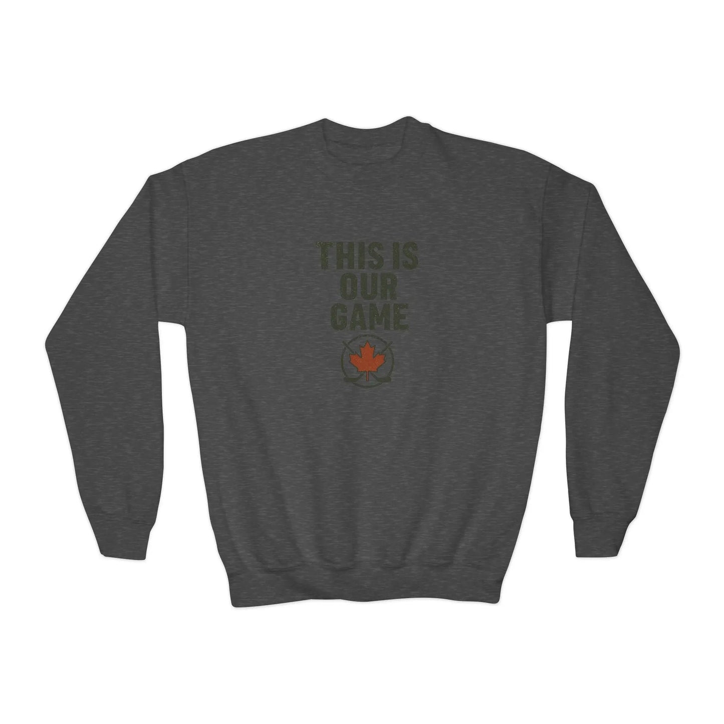 Maple Stick Youth Crewneck Sweatshirt – Our Game Sweater, Canadian Pride