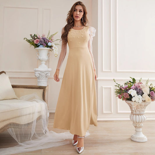 Fashion Elegant Mesh Sleeves Women's Dress