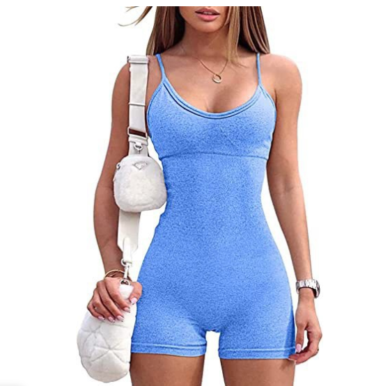 Spaghetti Strap Shorts Jumpsuit Sports Yoga Workout Tight Romper