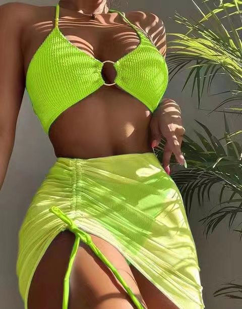 3pcs Halter Bikini Summer Fashion Personalized Three-point Beach Swimsuit