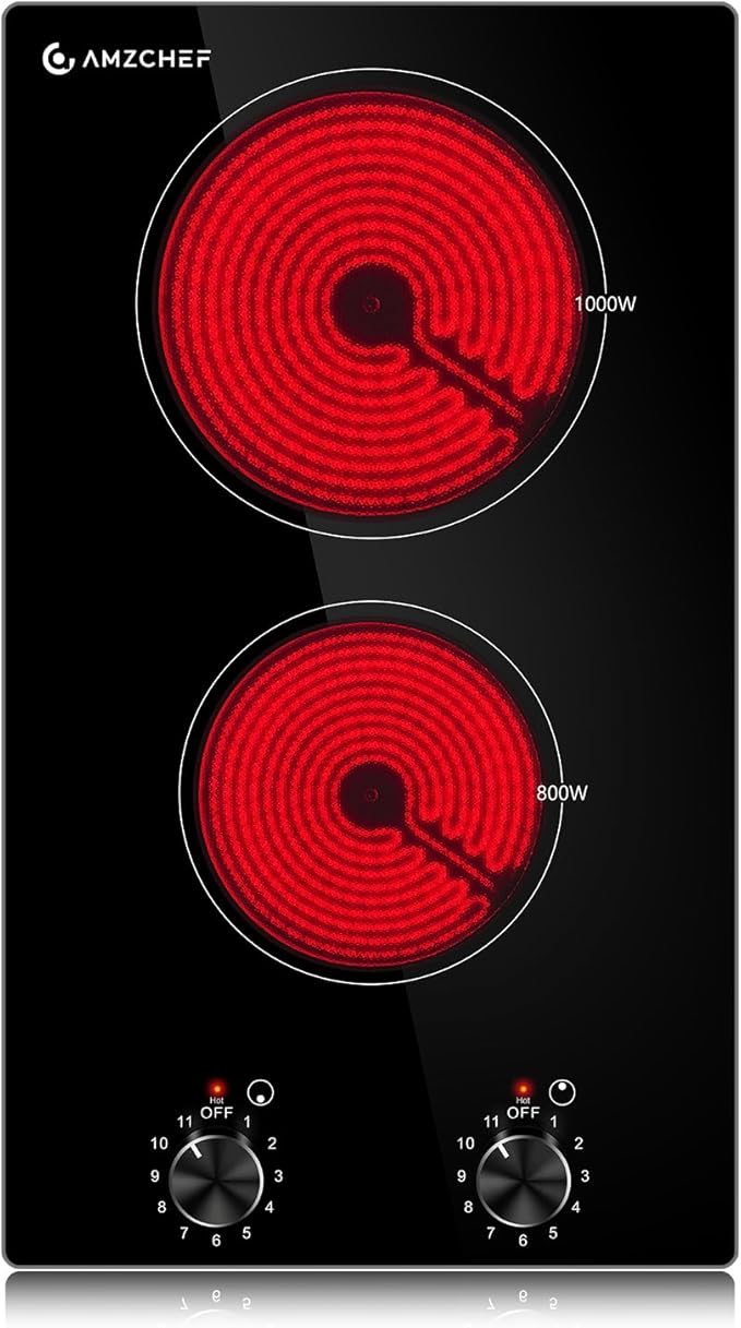 AMZCHEF 12Inch 2 Burner Electric Cooktop