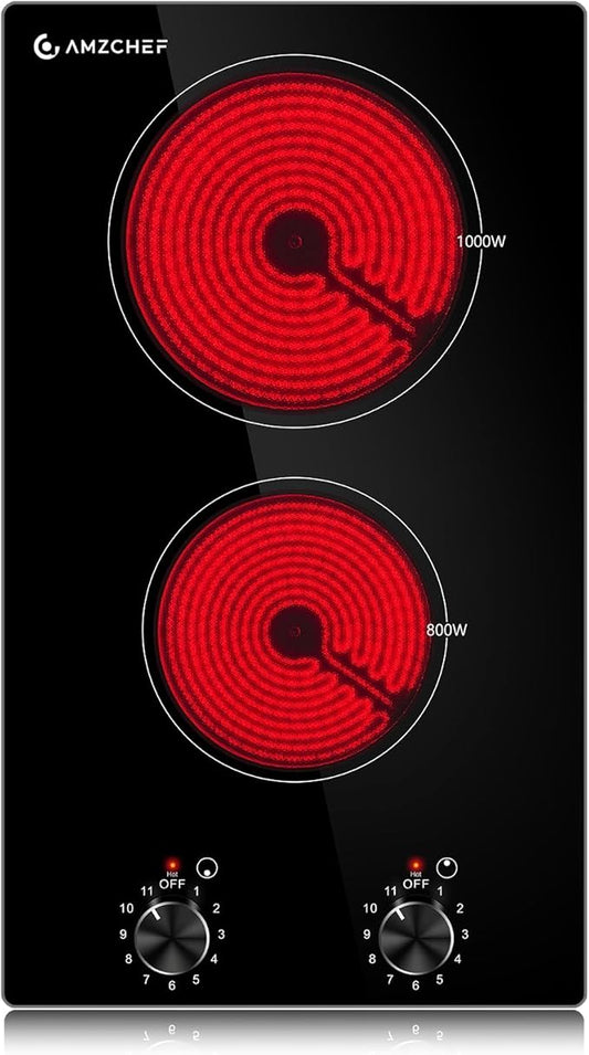 AMZCHEF 12Inch 2 Burner Electric Cooktop