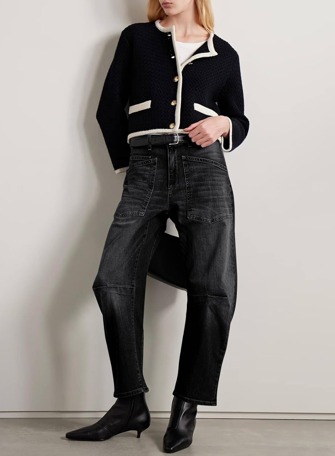 EVALESS Baggy Barrel Jeans for Womens High Waisted Wide Leg Boyfriend Denim Ankle Pants