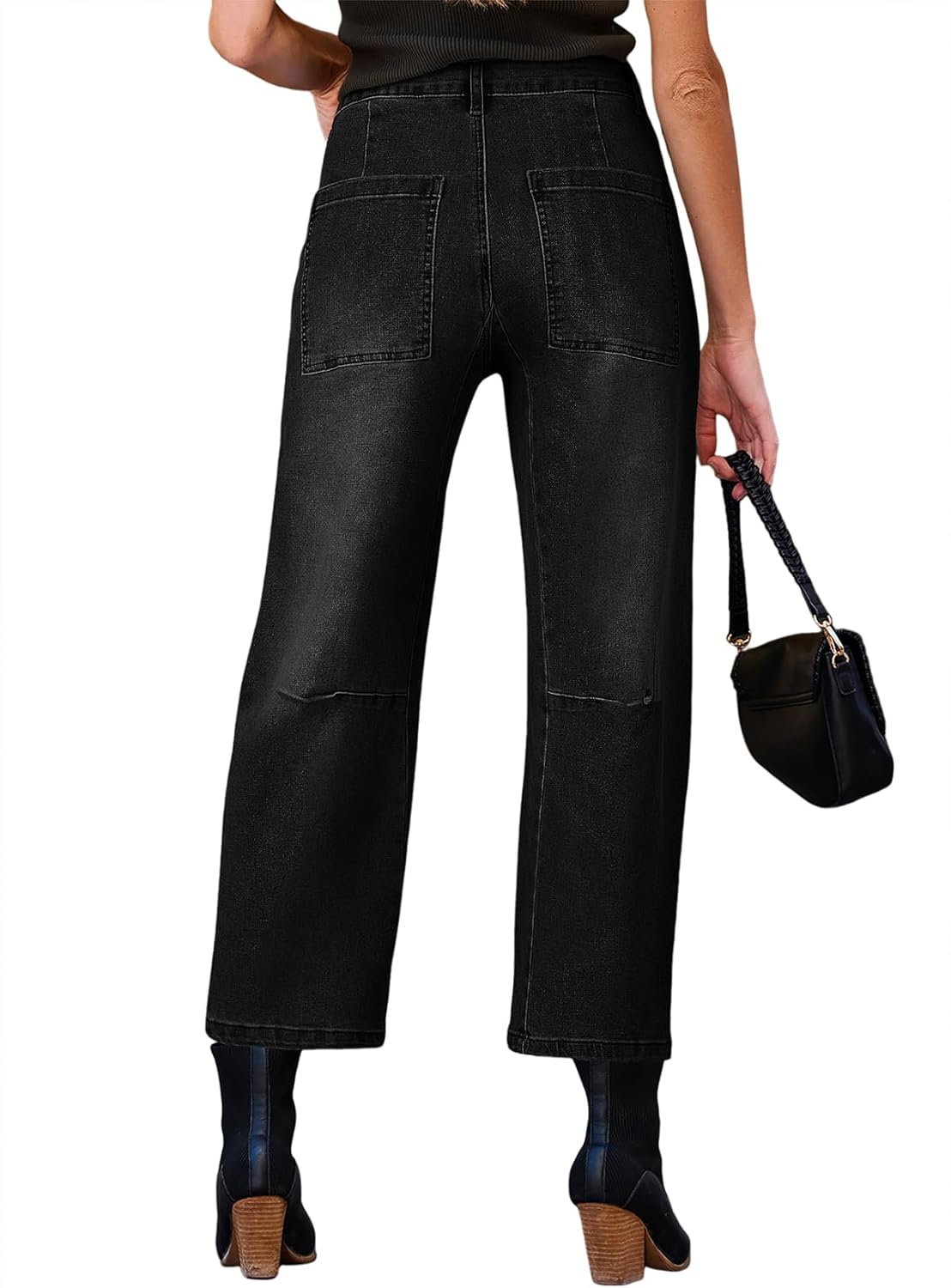 EVALESS Baggy Barrel Jeans for Womens High Waisted Wide Leg Boyfriend Denim Ankle Pants