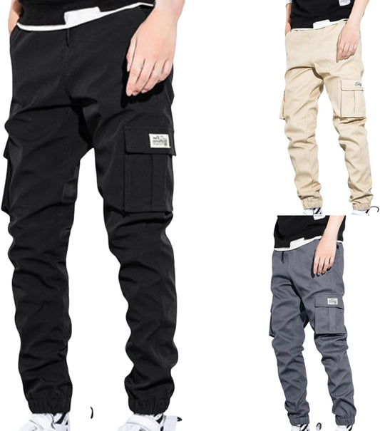 Cargo Pants for Men Slim Fit Casual Work Pants Drawstring Elastic Waist Joggers Outdoor Fishing Hiking Sweatpants