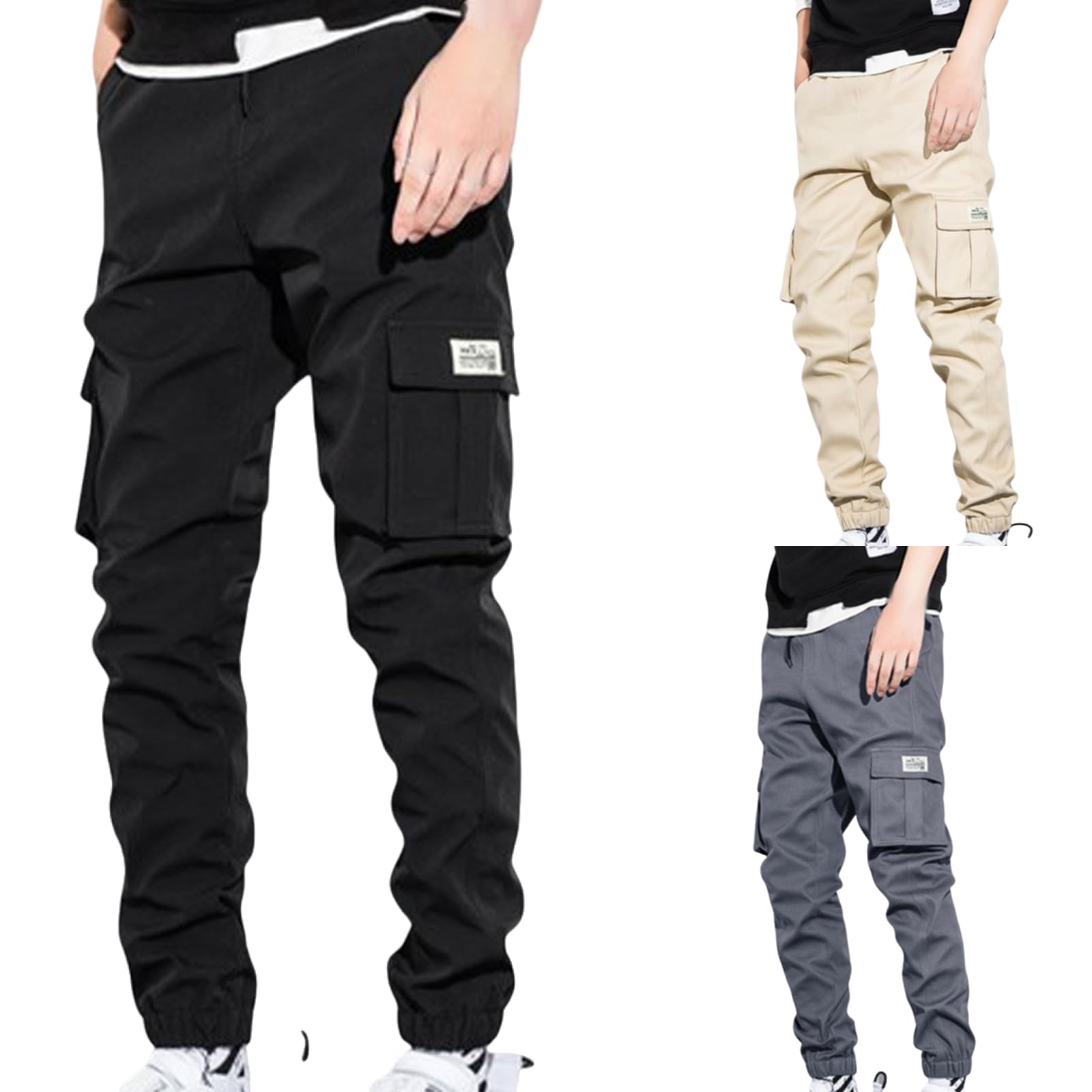 Cargo Pants for Men Slim Fit Casual Work Pants Drawstring Elastic Waist Joggers Outdoor Fishing Hiking Sweatpants