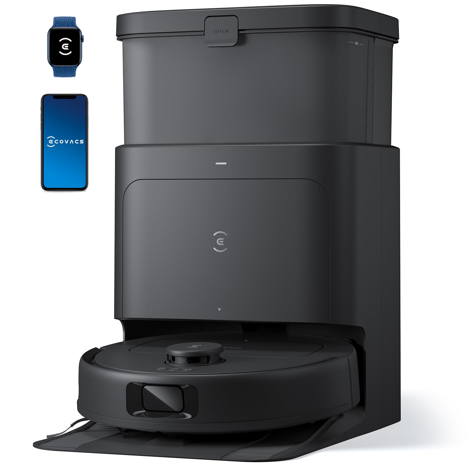 ECOVACS DEEBOT T90 PRO OMNI Robot Vacuum and Mop, 30,000Pa Suction, Instant Self-Cleaning OZMO Roller Mop, TruEdge Deep Edge Cleaning, ZeroTangle, Hot Water Wash & 145°F Air Dry, AI Obstacle Avoidance