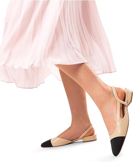 DREAM PAIRS Women's Flats, Square Toe Slingback Flats