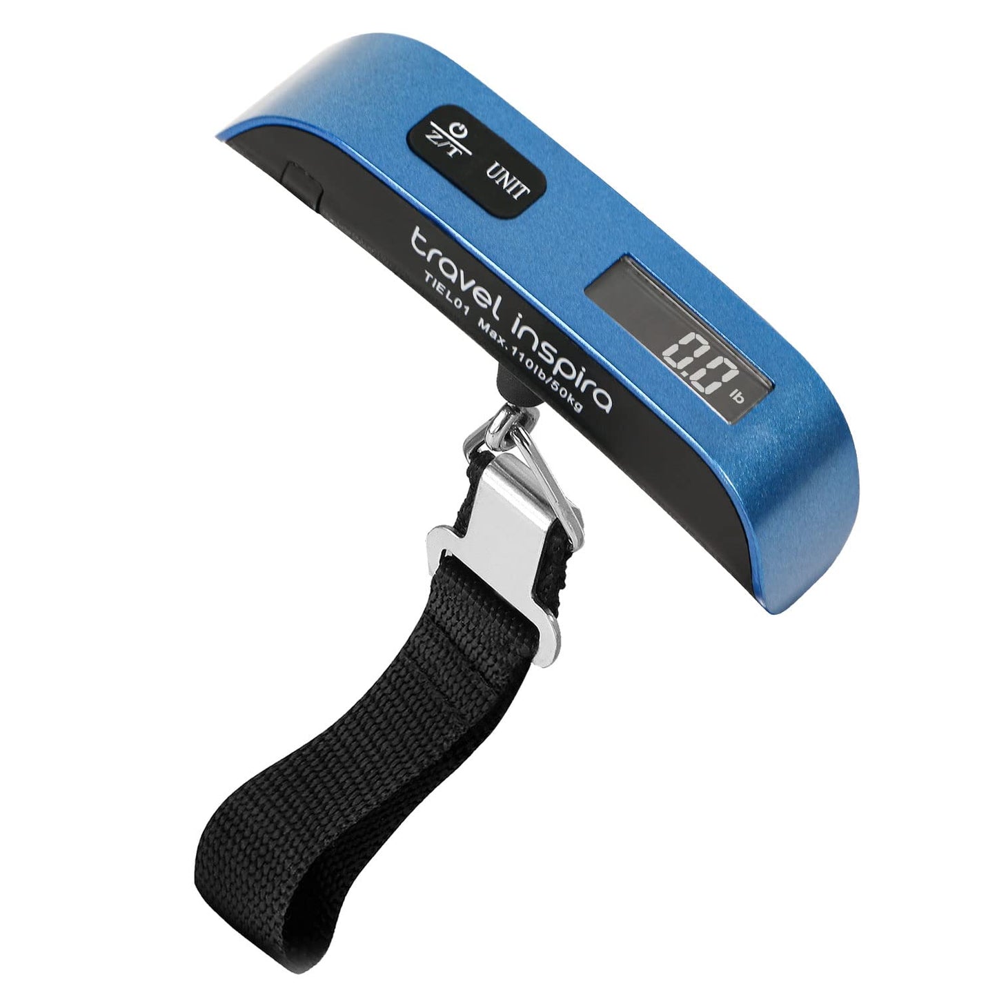 travel inspira Luggage Scale, Portable Digital Hanging Baggage Scale for Travel, Suitcase Weight Scale with Rubber Paint, 110 Pounds, Battery Included - Black