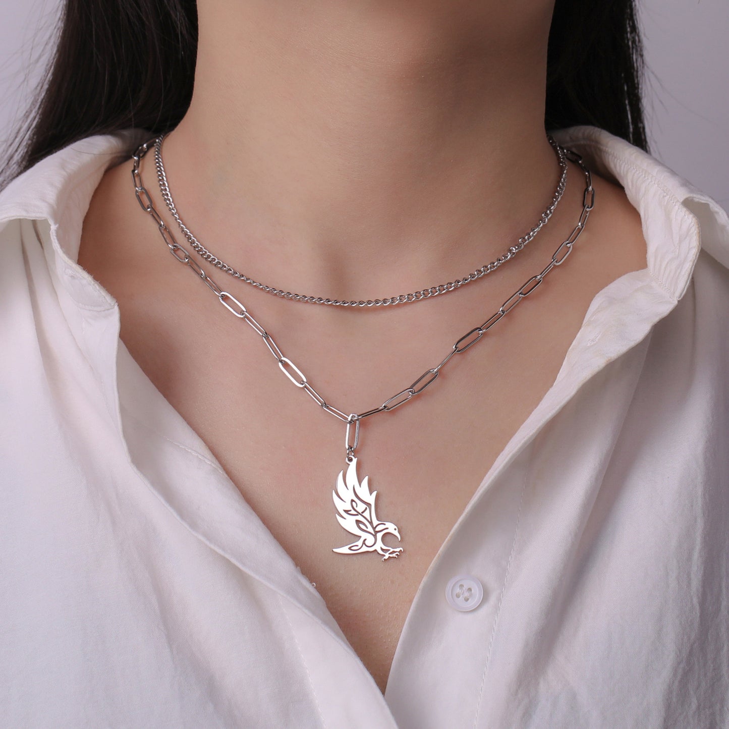 Crow Pendant Welding Chain Stainless Steel Men's And Women's Necklaces
