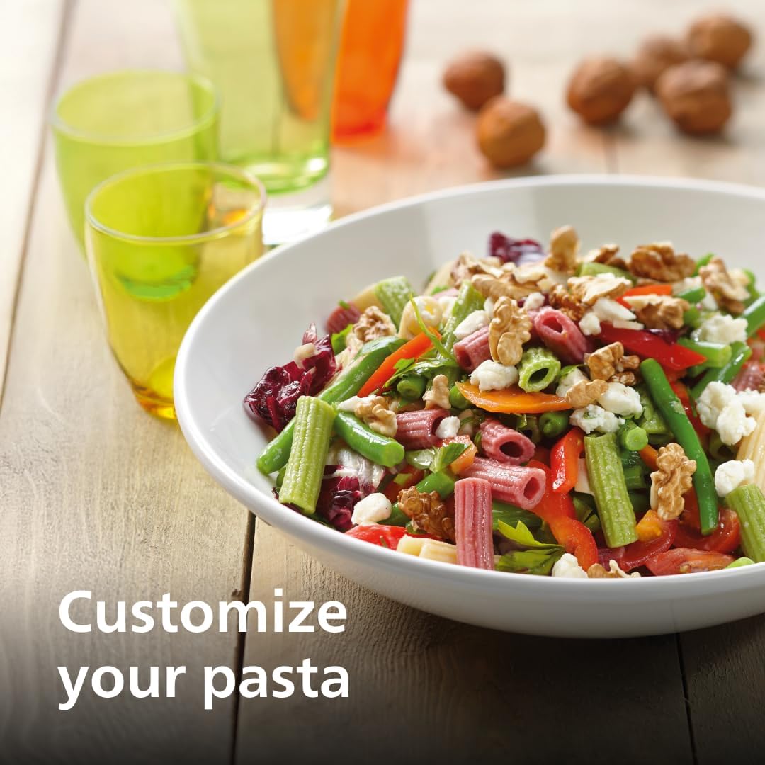 Philips 7000 Series Pasta Maker - ProExtrude Technology, Versatile Mixing Ability, 8 Shaping Discs, Perfect Dough, Easy Clean, Up to 8 Portions, White (HR2660/03)