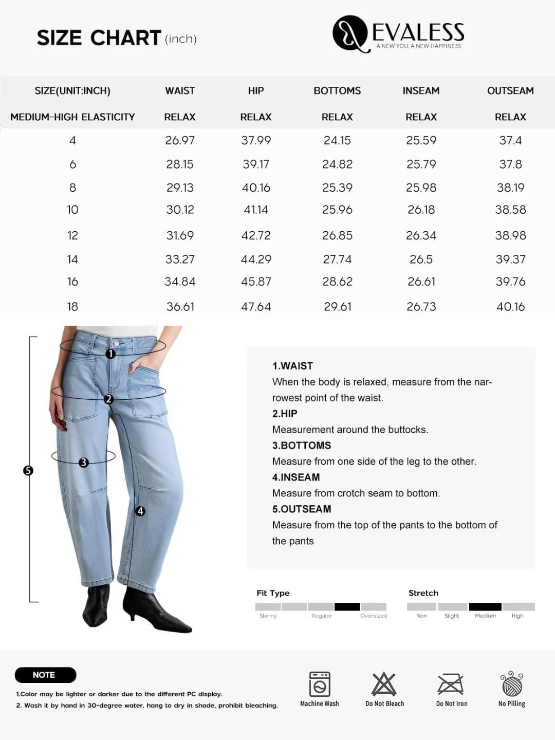 EVALESS Baggy Barrel Jeans for Womens High Waisted Wide Leg Boyfriend Denim Ankle Pants