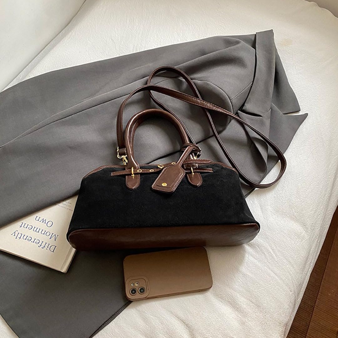 Suede Tote Bag for Women Faux Suede Handbag Slouchy Shoulder Hobo Bags Leather Satchel Crossbody Bag Vintage Fall Purse