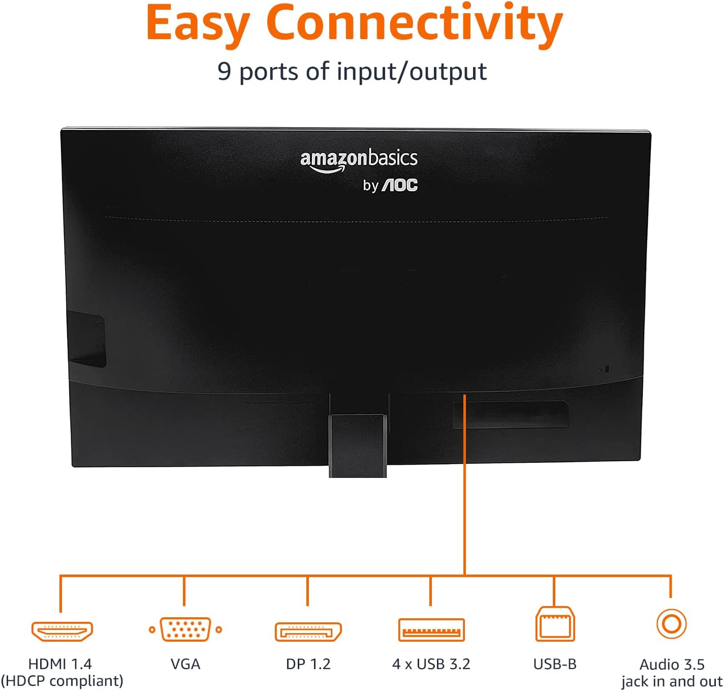 Amazon Basics 27 in IPS Monitor, Full HD 1080P, 75 Hz, Adjustable Stand, HDMI, Display Port, VGA Input, Built-in Speakers, VESA Compatible, Black