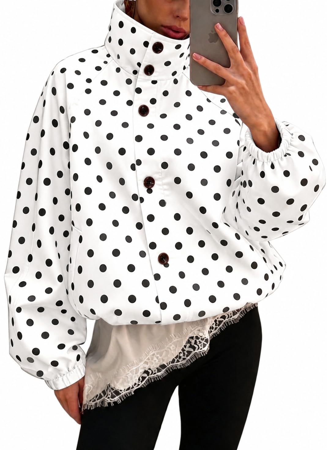 Womens Funnel Neck Jackets Fall Cropped Windbreaker Outwear Coats