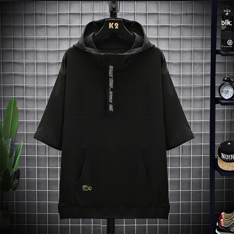 Fashion Men's Sports Hooded Short Sleeve T-shirt