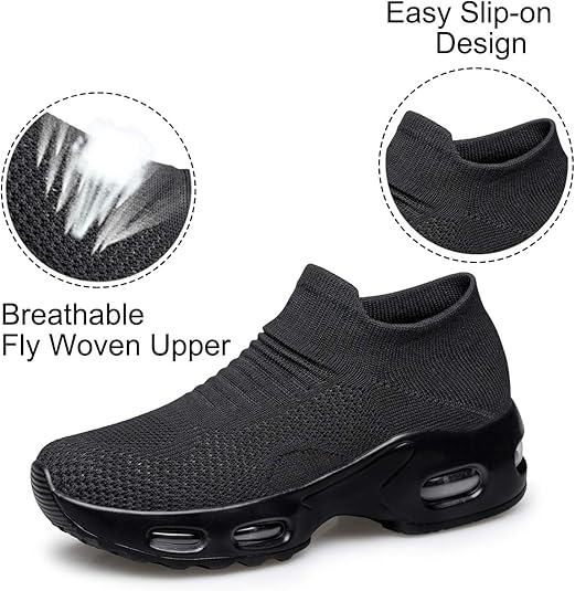 YHOON Women's Walking Shoes Slip-on - Sock Sneakers