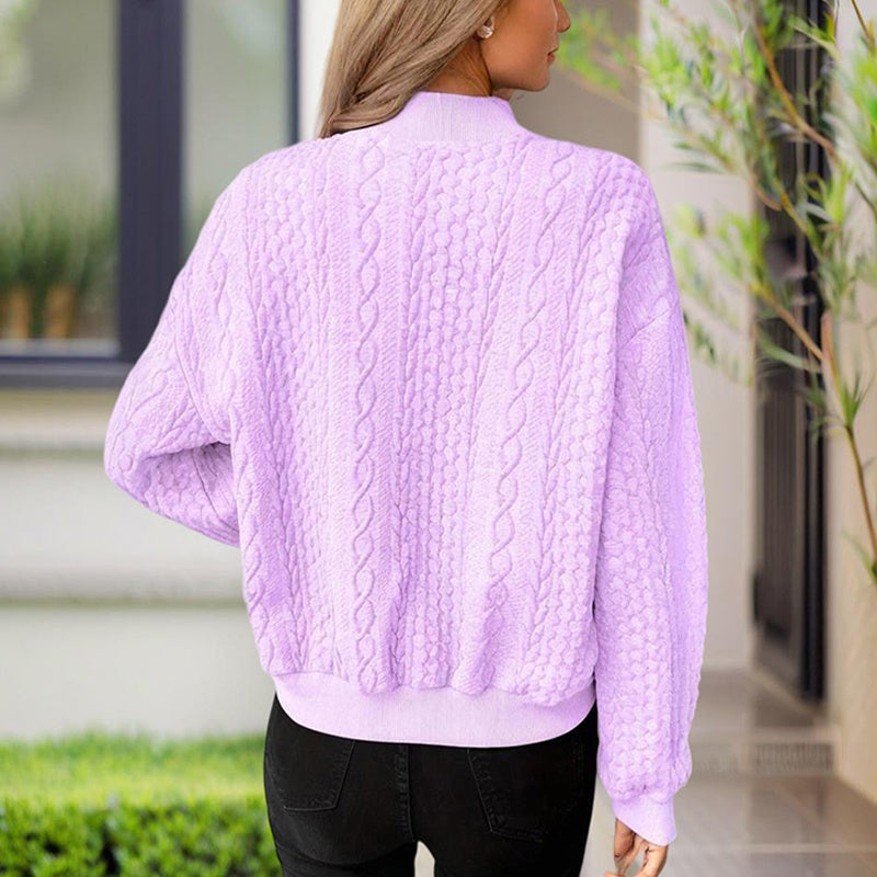 Women's Solid Color Button-Up Long Sleeve Jacket