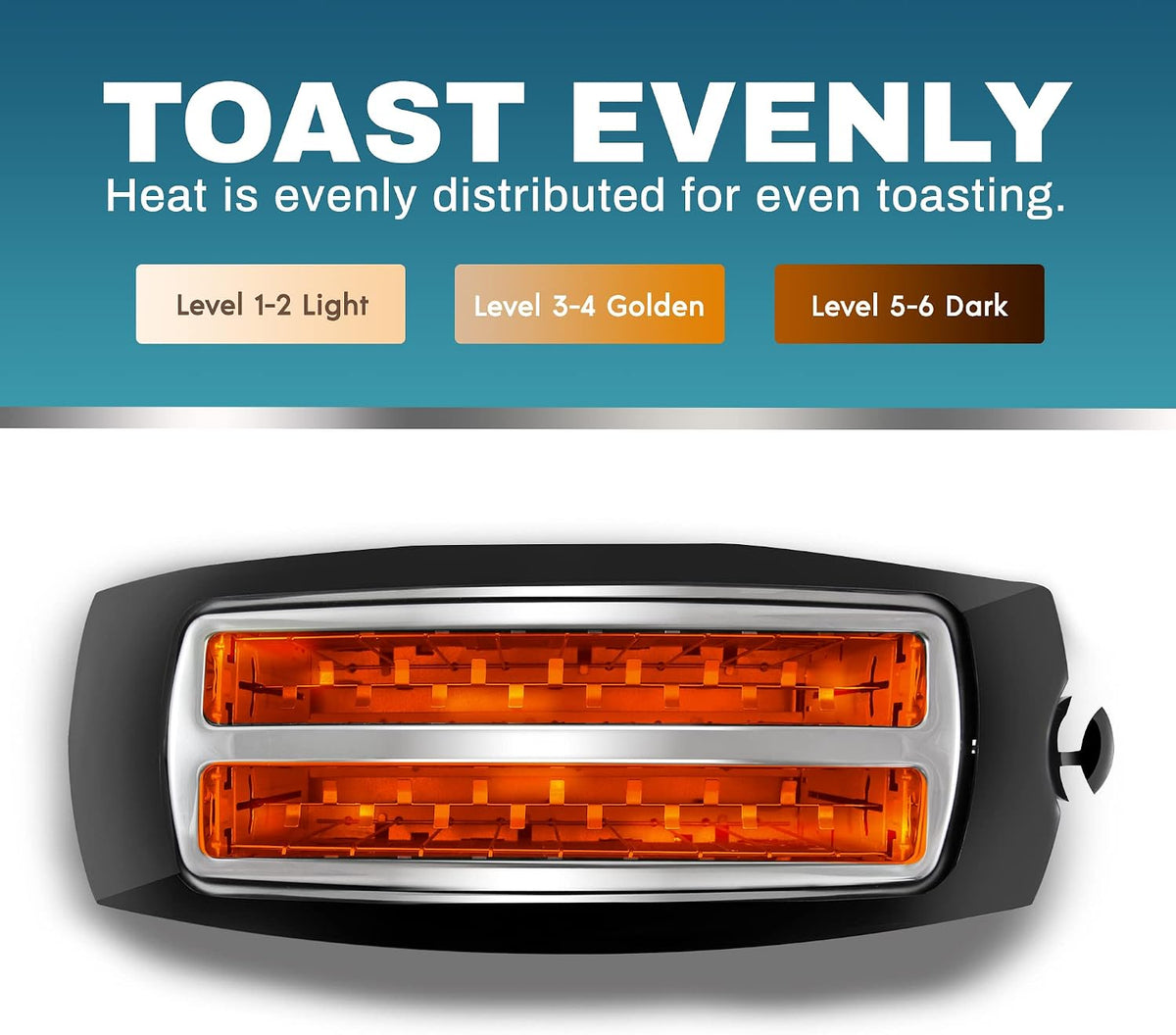 Elite Gourmet ECT4829B Maxi-Matic 4 Slice Long Slot Toaster 6 Toast Settings, Defrost, Reheat, Cancel Functions, Extra Wide 1.5"" Slots for Bagels Waffles, Slide Out Crumb Tray", black