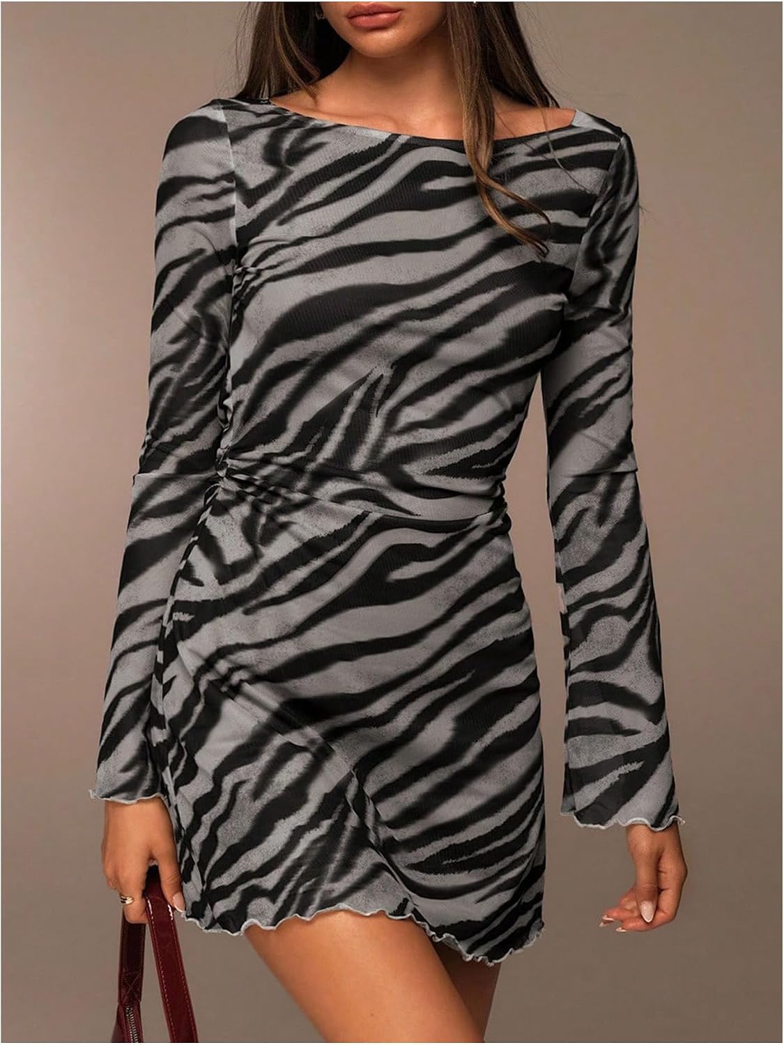 Verdusa Women's Animal Print Dress Backless Mini Dress Festival Rave Outfit