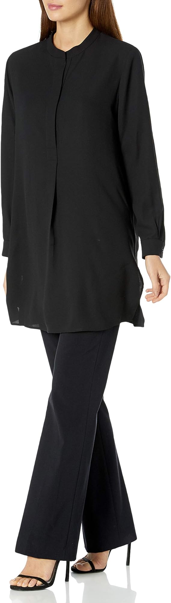 Anne Klein Women's Pop-Over Blouse with Covered Placket and Side Slits
