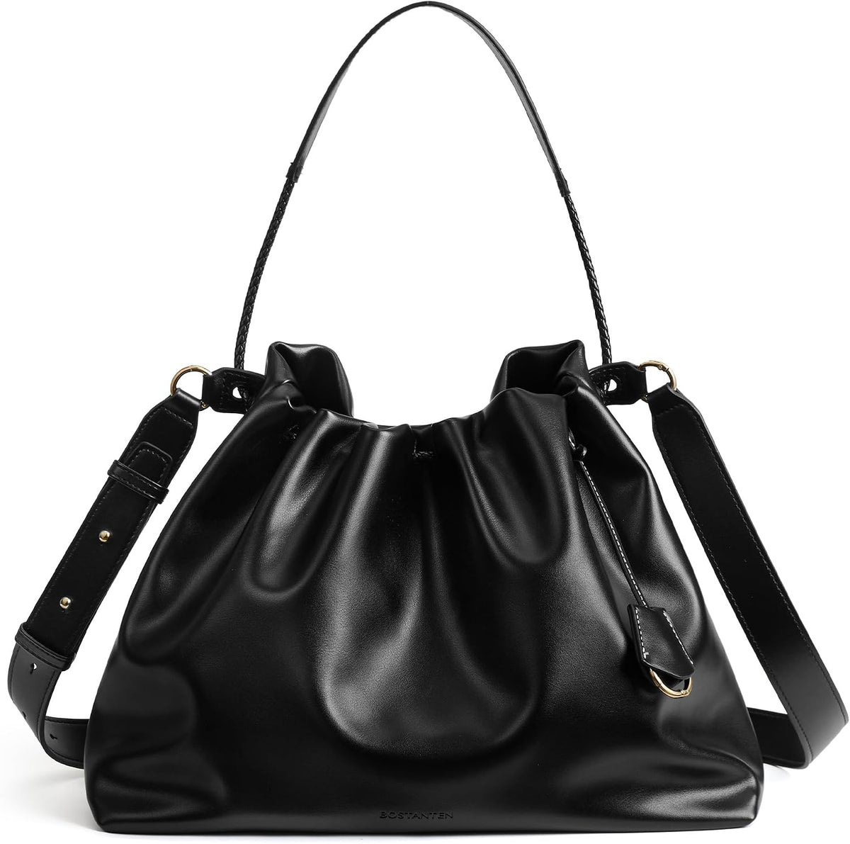 BOSTANTEN Slouchy Hobo Bag for Women Drawstring Crossbody Shoulder Purse