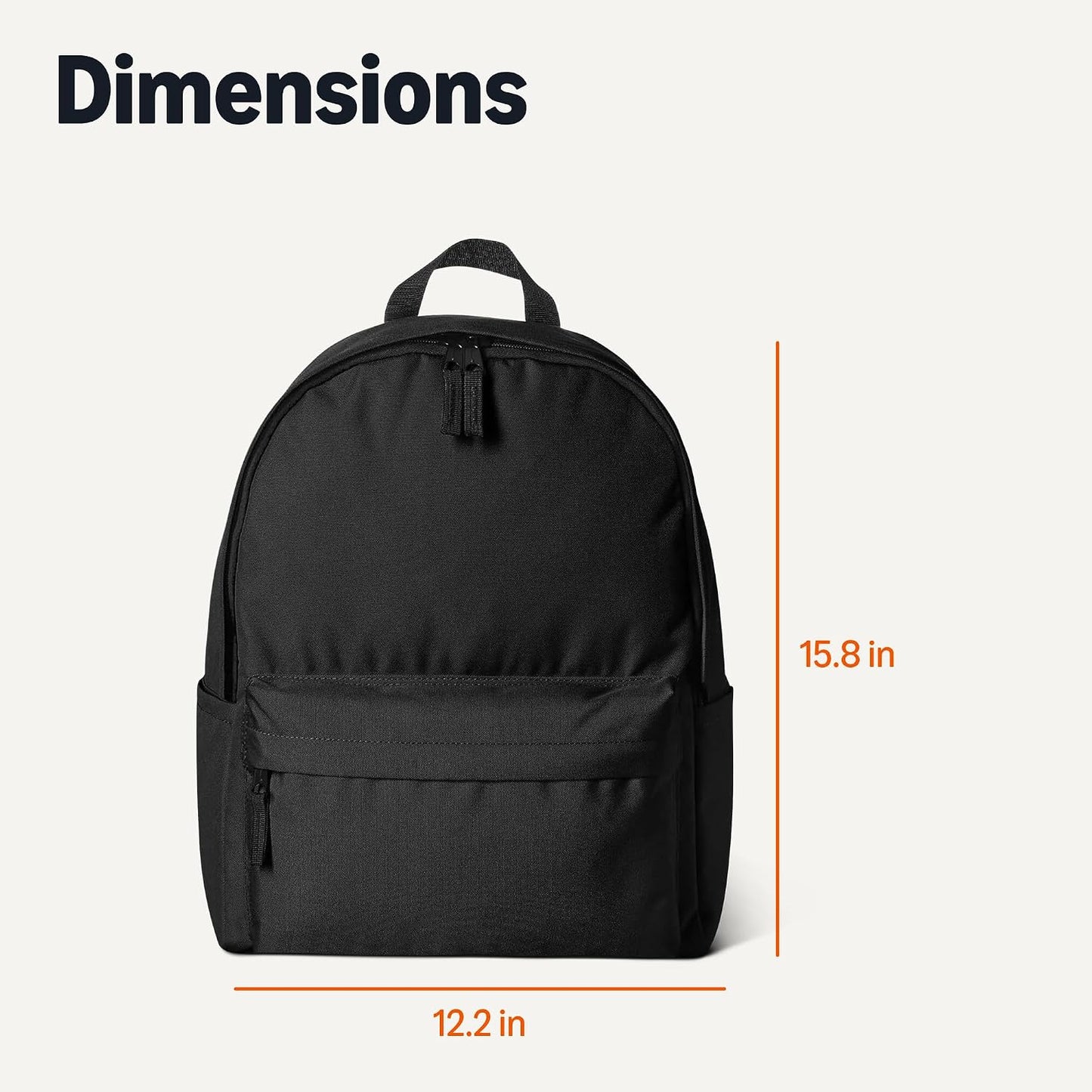 Amazon Basics Backpack for School, Travel, Study with Padded Adjustable Shoulder Straps, Spacious Compartment, Water Bottle Pockets, Durable Classic Design, Black
