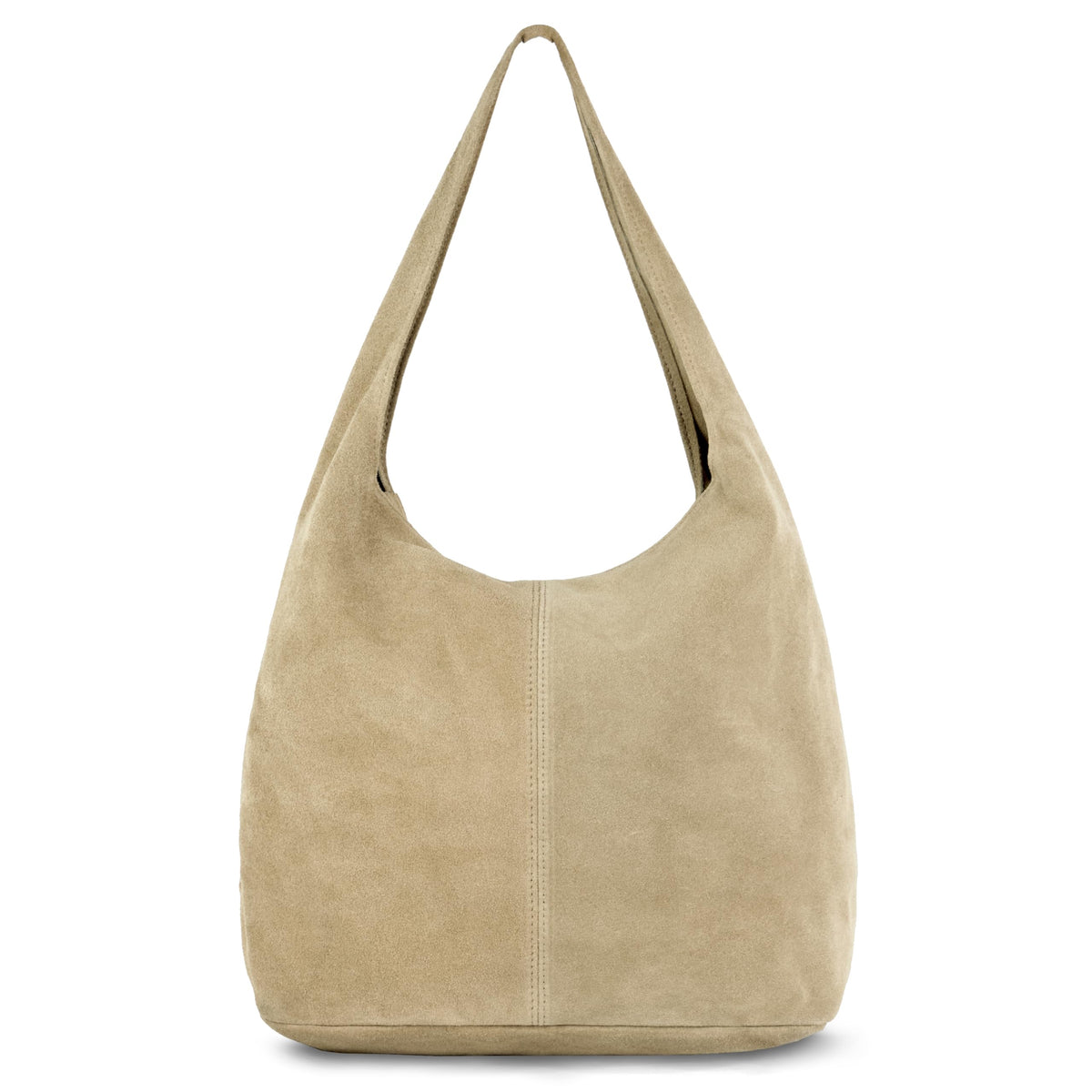 Italian Genuine Suede Hobo Handbag for Women, Large Slouchy (Black)