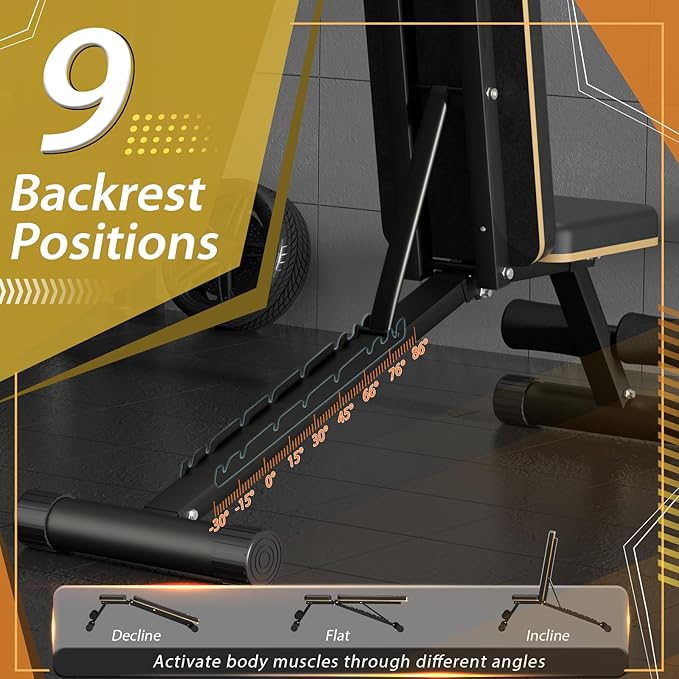 Adjustable Weight Bench - Heavy-Duty Foldable Workout Bench for Home Gym