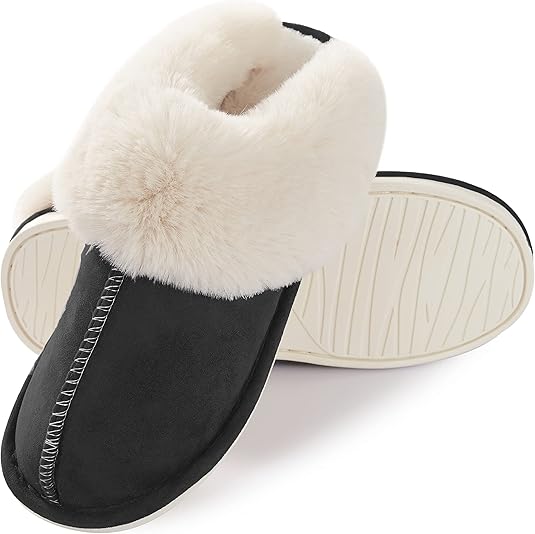 Donpapa Womens Slipper with Memory Foam Fluffy Soft Warm Slip On House Slippers