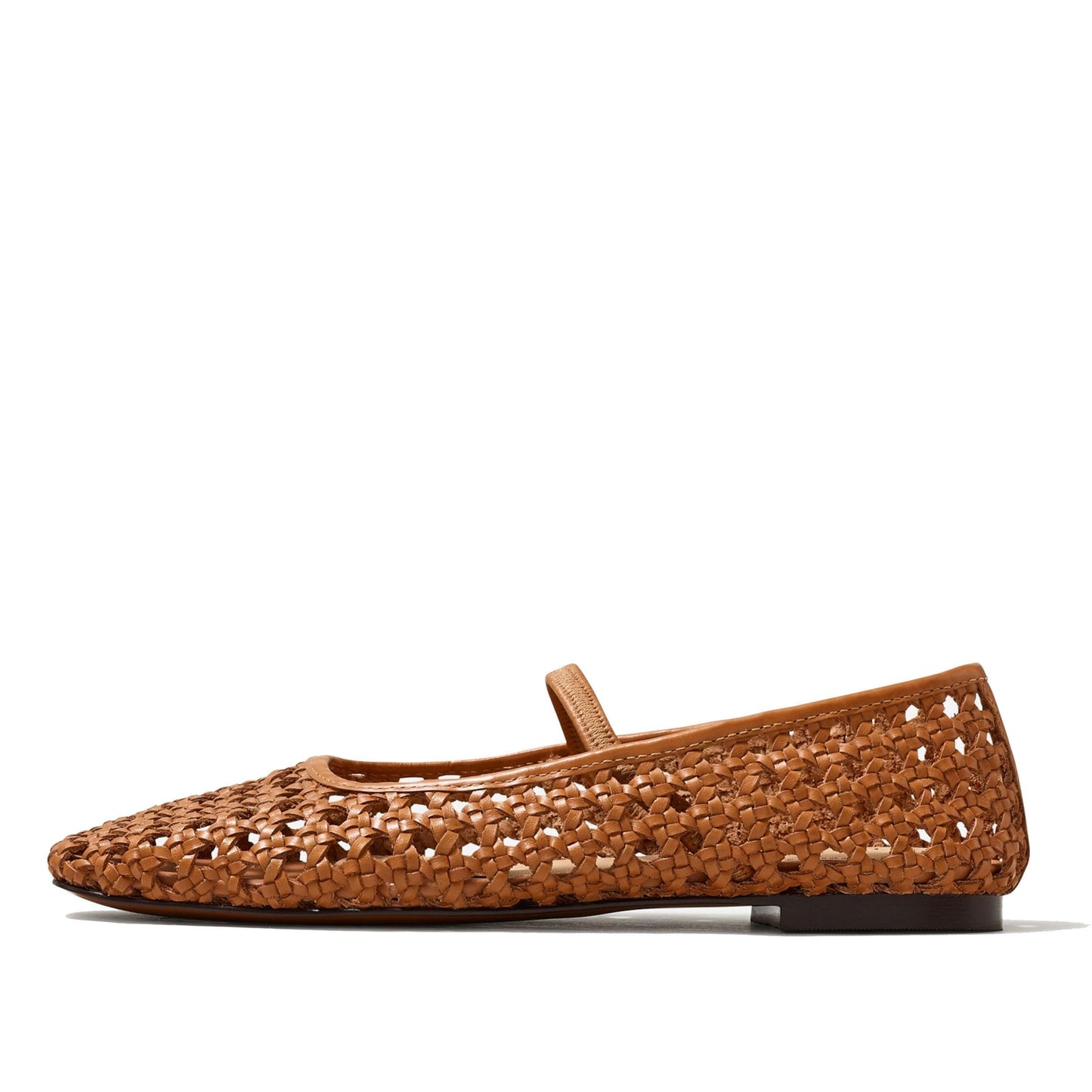 Woven Mesh Ballet Flats Shoes for Women with Elastic Strap Square Toe Breathable Slip On Flat Mary Janes Dress Casual Shoes
