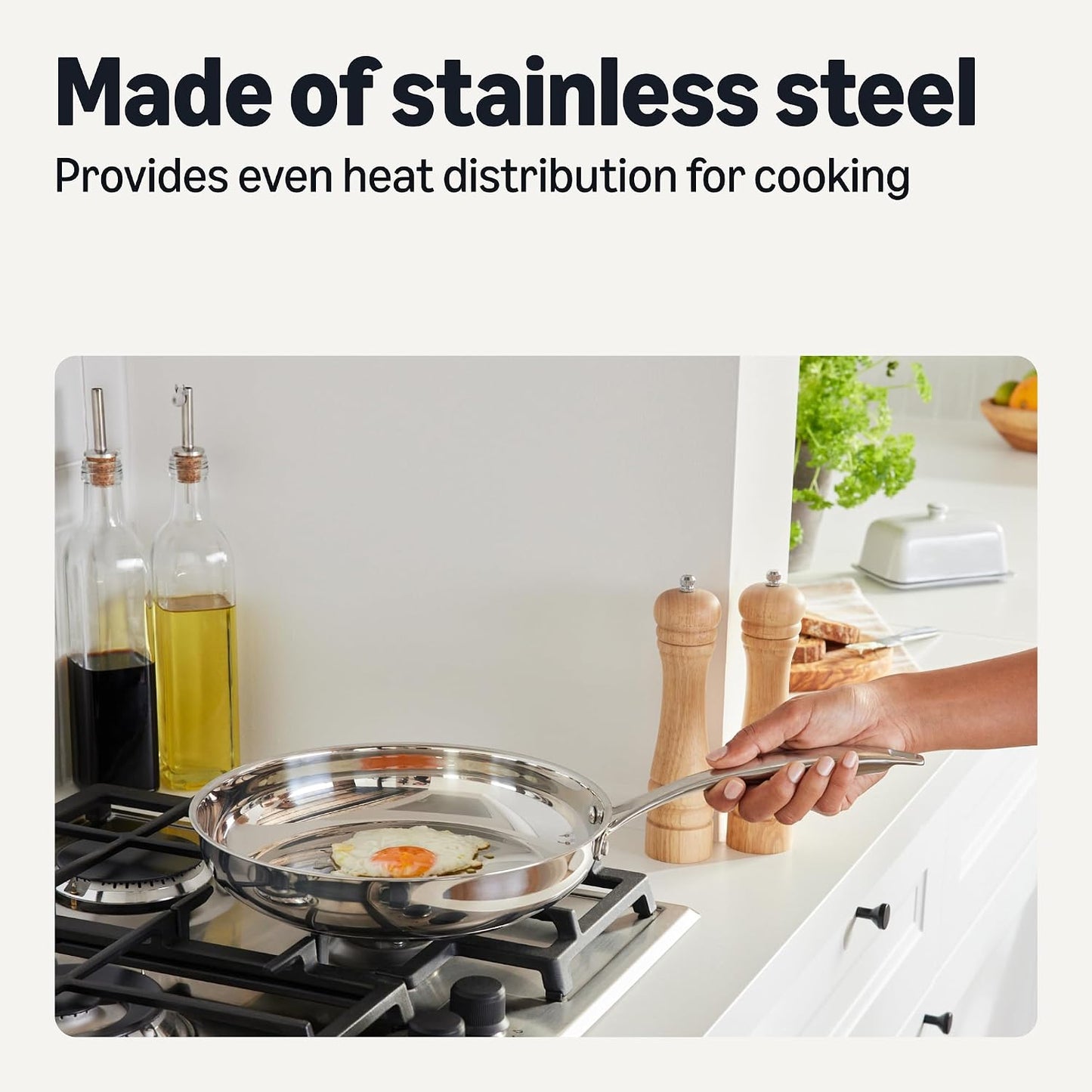 Amazon Basics Stainless Steel Cookware Set, 5-Piece, All Cooktop Friendly, Dishwasher-Safe, Induction Compatible