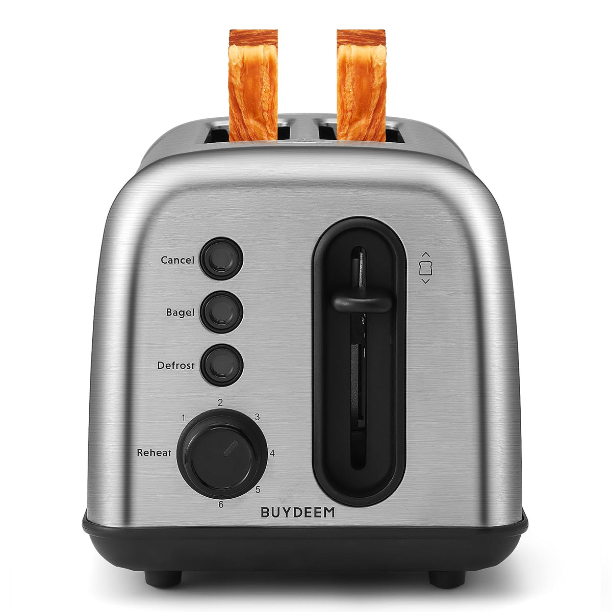 BUYDEEM DT440 4-Slice Toaster, 6 Shade Settings, 1.5" Wide Slots, Silver