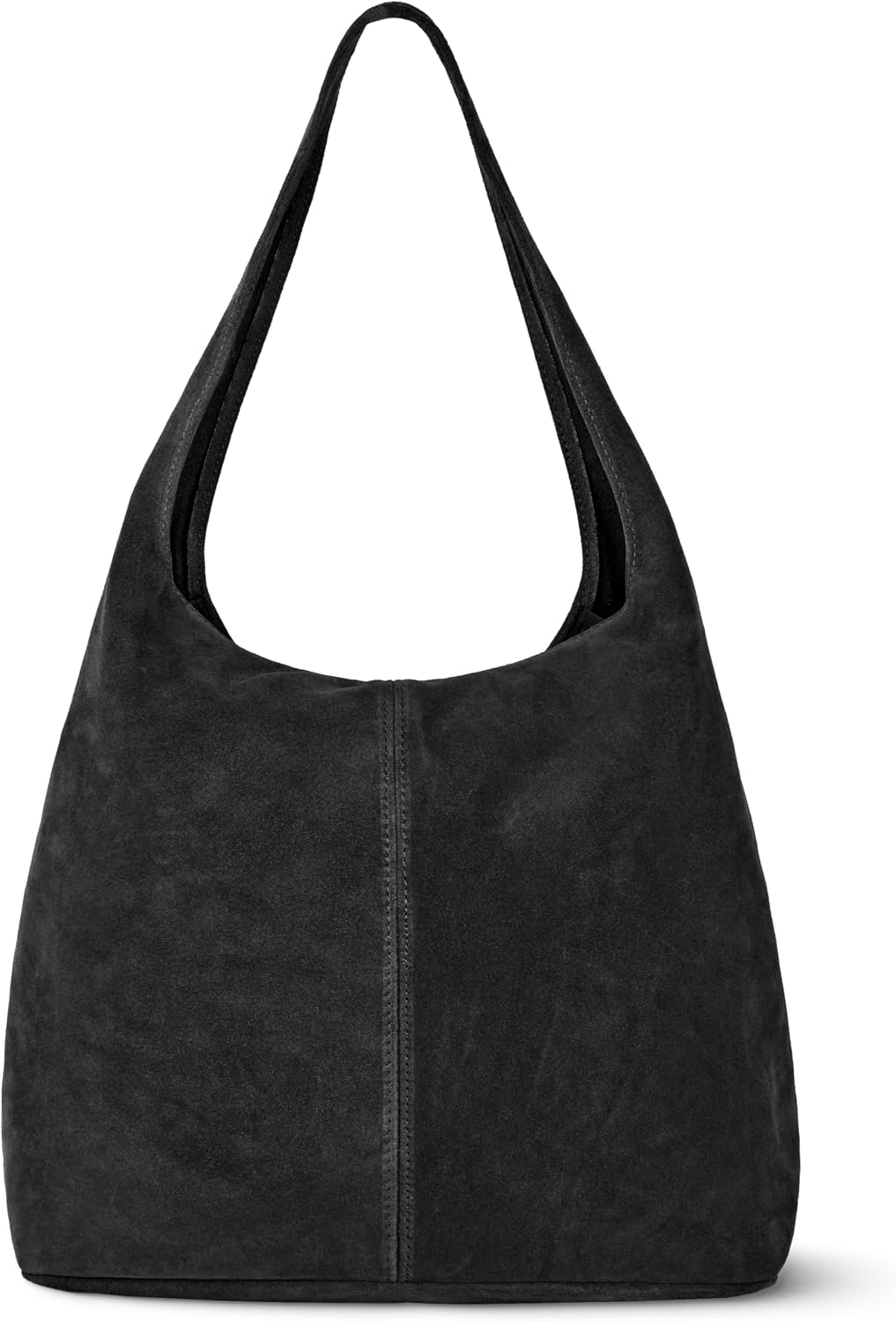 Italian Genuine Suede Hobo Handbag for Women, Large Slouchy (Black)