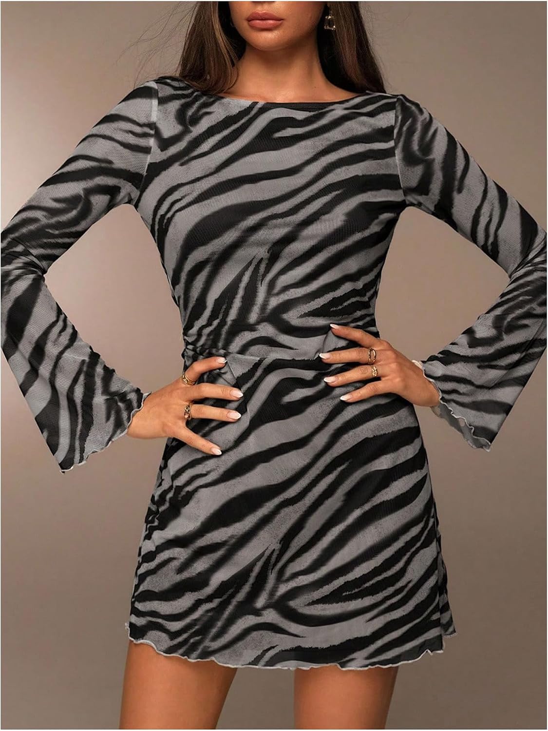 Verdusa Women's Animal Print Dress Backless Mini Dress Festival Rave Outfit