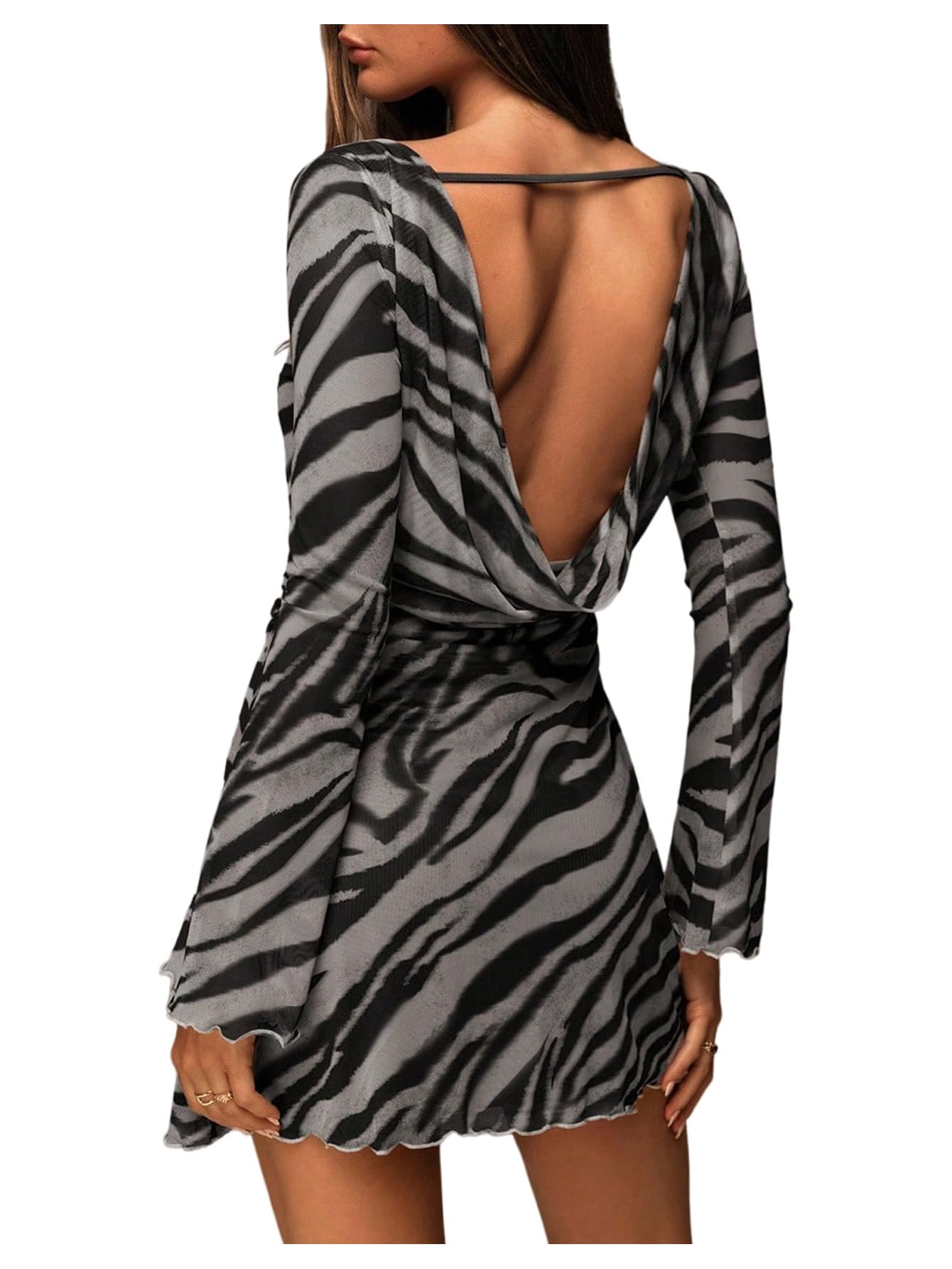 Verdusa Women's Animal Print Dress Backless Mini Dress Festival Rave Outfit